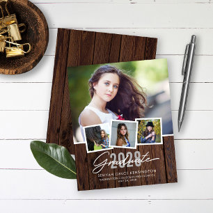 Papier BUDGET Rustic Wood Graduation Photo Collage