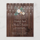 Papier Budget Rustic Wood Lights Floral Wedding Invite (Devant)