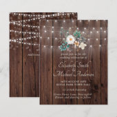 Papier Budget Rustic Wood Lights Floral Wedding Invite (Devant / Derrière)