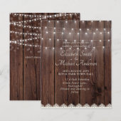 Papier Budget Rustic Wood Lights Lace Wedding Invite (Devant / Derrière)