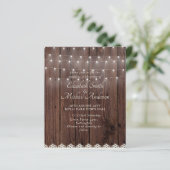 Papier Budget Rustic Wood Lights Lace Wedding Invite (Debout devant)