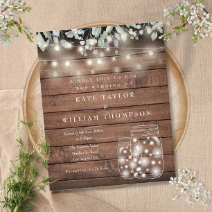 Papier Budget Rustic Wood Lights Mason Jar Mariage Invita