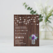 Papier Budget Rustic Wood Purple Mint Mariage Invite (Debout devant)