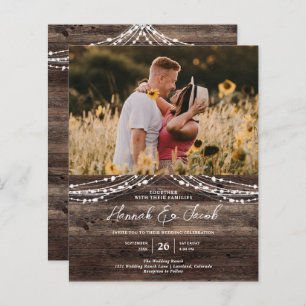 Papier Budget Rustic Wood QR Code RSVP Faire-part de mari