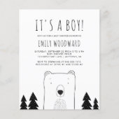 Papier Budget Rustic Woodland Bear Boy Baby shower (Devant)