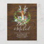 Papier Budget Rustic Woodland Deer Floral Wedding Invite (Devant)