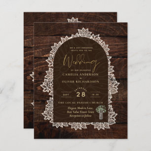 Papier BUDGET Rustic Woodland Mariage Wood Lace INVITATIO