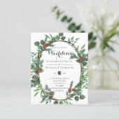 Papier Budget Rustic Woodland Wreath Wedding Invite (Debout devant)