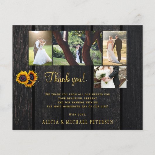 Papier Budget rustique 5 photo collage mariage merci (Dos)