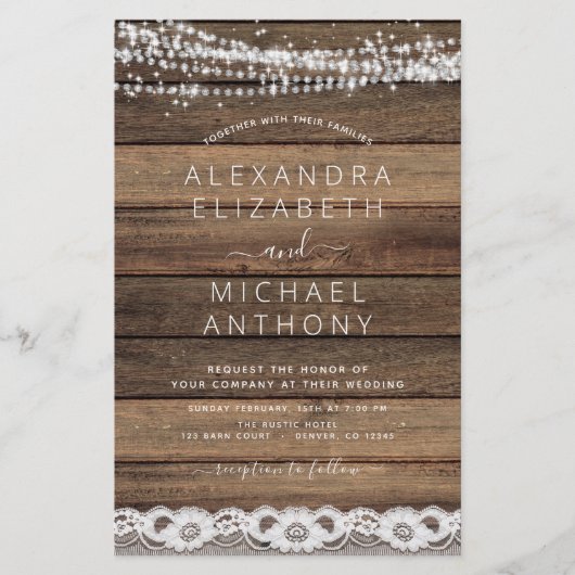 Papier Budget Rustique Agritourisme Chaîne Lumière Mariag (Devant)