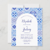 Papier Budget Rustique Arche Bleu Azulejos QR Code Mariag (Devant)