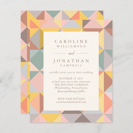 Papier Budget Rustique Art géométrique Stylish Mariage In (Devant / Derrière)