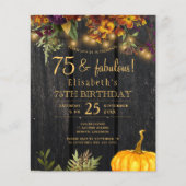 Papier Budget rustique automne 75 anniversaire invitation (Devant)