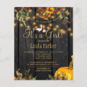 Papier Budget rustique automne bébé fille invitation douc (Devant)