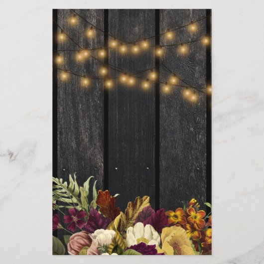 Papier Budget rustique automne fleuri nuptiale invitation (Dos)