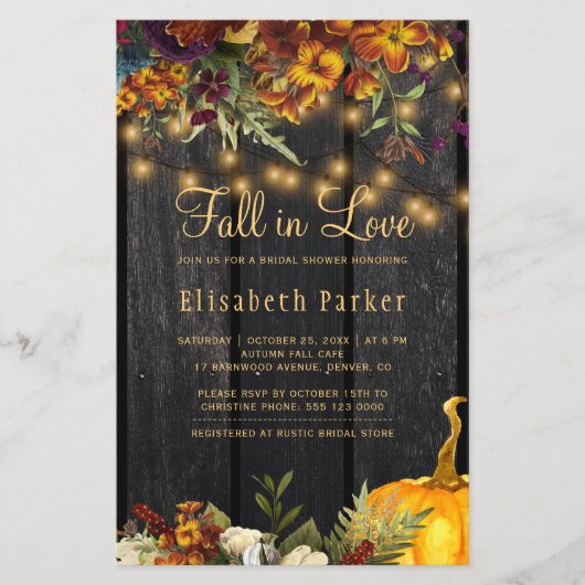 Papier Budget rustique automne fleuri nuptiale invitation (Devant)