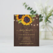 Papier Budget rustique baby shower de tournesol invitatio (Debout devant)