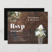 Papier Budget Rustique Blanc Calla Lily Mariage RSVP (Devant / Derrière)