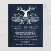 Papier Budget Rustique Bleu Antlers Cerfs Faire-part de m (Devant)