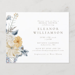 Papier Budget Rustique Bleu Jaune Fête des mariées Floral