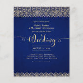 Papier BUDGET Rustique BLUE or dentelle Mariage de ferme (Devant)