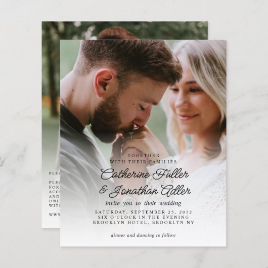 Papier Budget Rustique Boho Chic 2 Faire-part de mariage (Devant / Derrière)