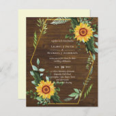 Papier BUDGET Rustique BOHO Tournesols Verdure Mariage (Devant / Derrière)
