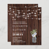 Papier Budget Rustique Bois Bleu Mariage Jaune Invite (Devant / Derrière)