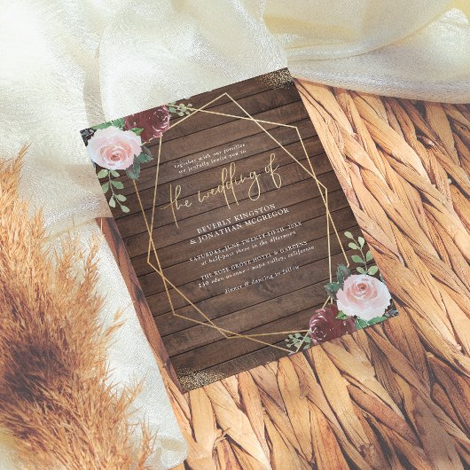 Papier Budget Rustique Bois Bourgogne & Mariage géométriq