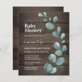 Papier Budget Rustique Bois Eucalyptus Baby shower vert (Devant / Derrière)