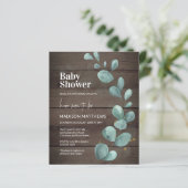 Papier Budget Rustique Bois Eucalyptus Baby shower vert (Debout devant)