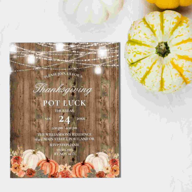Papier Budget Rustique Bois Floral Thanksgiving Pot Chanc (Créateur téléchargé)