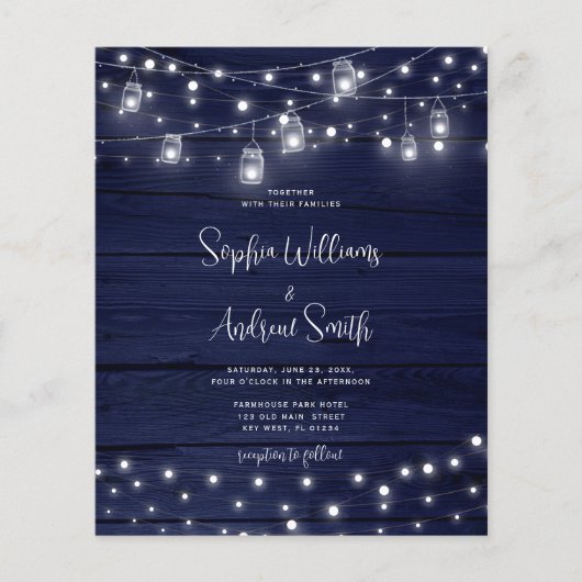 Papier Budget Rustique Bois Mason Faire-part de mariage j (Devant)