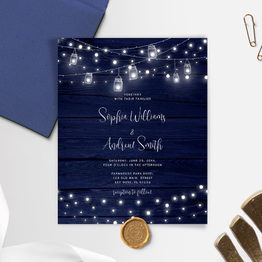 Papier Budget Rustique Bois Mason Faire-part de mariage j