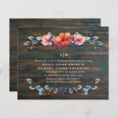 Papier Budget Rustique Bois Orange Mariage Invite (Devant / Derrière)