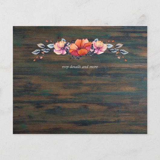 Papier Budget Rustique Bois Orange Mariage Invite (Dos)