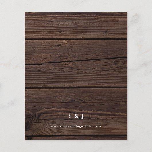 Papier Budget Rustique Bois vert Faire-part de mariage (Dos)