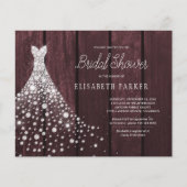 Papier Budget rustique bordeaux invitation à la douche nu (Devant)