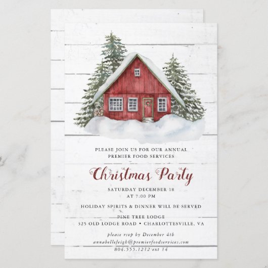Papier Budget Rustique Cabine Noël Invitation (Devant / Derrière)