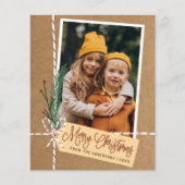 Papier Budget Rustique Cadeau Joyeux Noël Photo de vacanc (Devant)