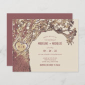 Papier BUDGET Rustique Carved Heart Faire-part de mariage (Devant / Derrière)