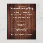 Papier Budget Rustique Célébration De La Vie 5 Mémorial P (Dos)