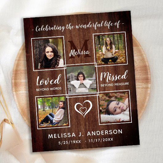 Papier Budget Rustique Célébration De La Vie 5 Mémorial P