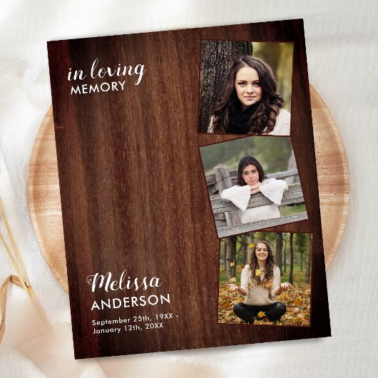 Papier Budget Rustique Célébration De La Vie Mémorial Pho