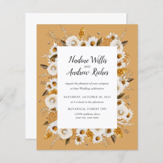 Papier Budget rustique Chamomile Mimosa cadre Mariage (Devant / Derrière)