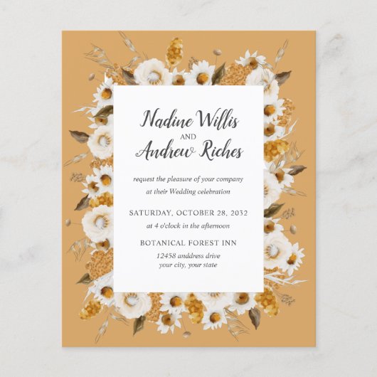 Papier Budget rustique Chamomile Mimosa cadre Mariage (Devant)