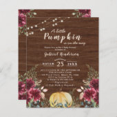 Papier Budget Rustique Citrouille Baby shower léger Invit (Devant / Derrière)