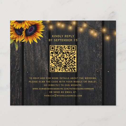 Papier Budget rustique code QR photo faire-part de mariag (Dos)