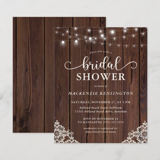 Papier BUDGET Rustique dentelle de bois chaîne de lumière (Devant / Derrière)