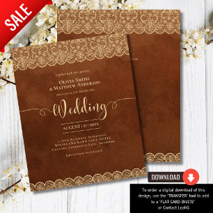 Papier BUDGET Rustique dentelle d'or Grange Mariage de fe